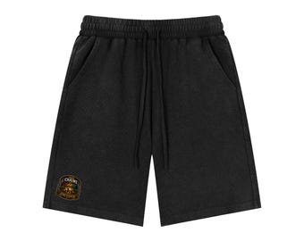 Men's Shorts - Mineral Wash Waffle Knit Shorts- Graphic Shorts - Chains to Change Shorts