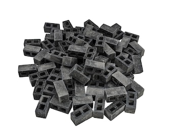 Miniature Cinder Blocks – Weathered Dark Grey, 1:12 Scale Diorama