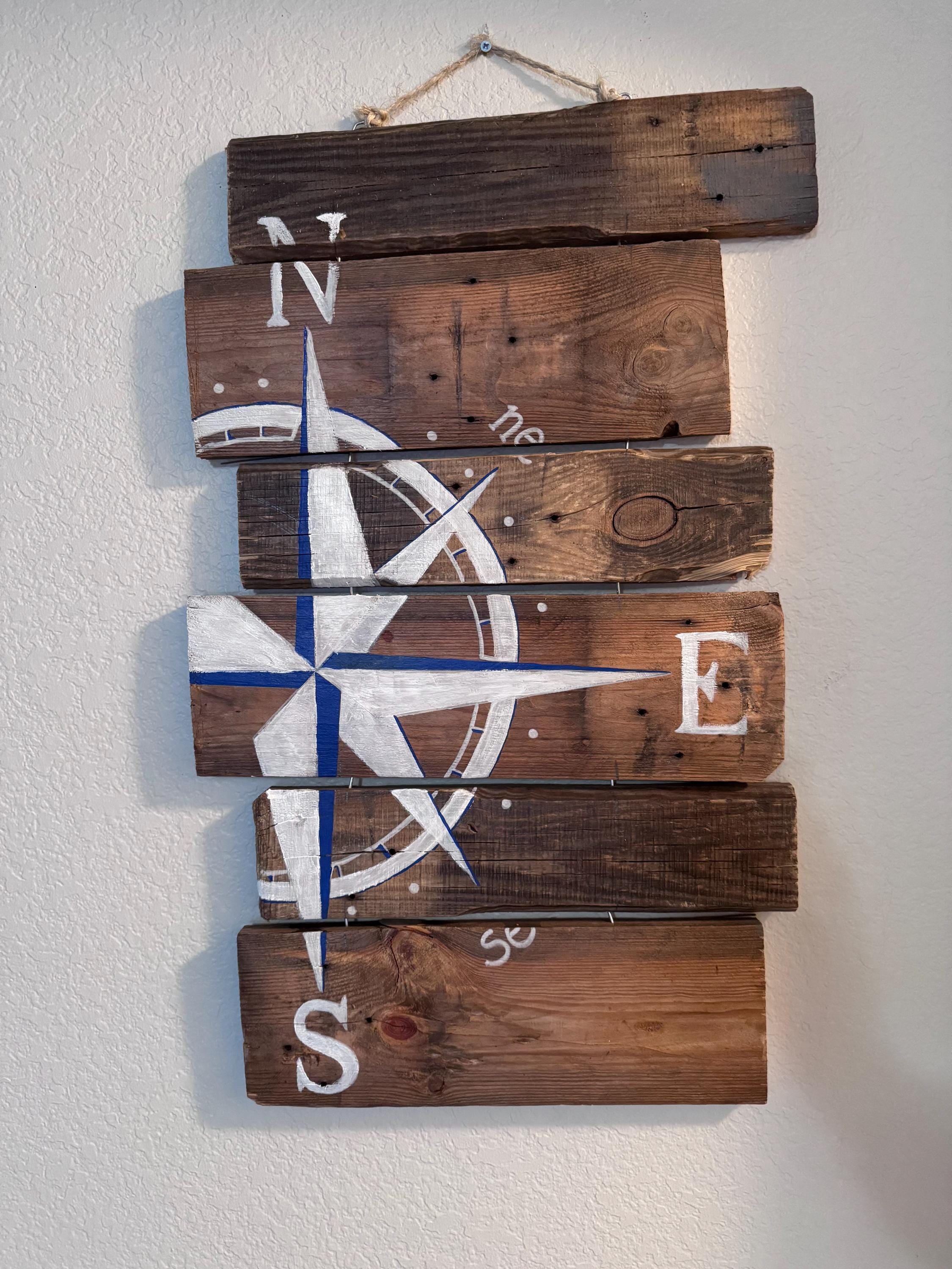 Wooden Drawing Compass Wooden Compass Wall Art - Etsy