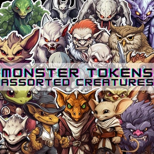 DnD Monster Tokens - Criaturas variadas - Pegatinas/Fichas VTTRPG descargables para juegos de rol