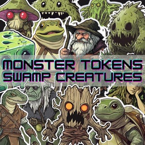 Fichas de monstruos de DnD: criaturas del pantano: pegatinas y fichas VTTRPG descargables para juegos de rol