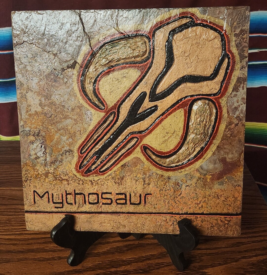 Mythosaur Emblem Carving and Painting on Natural Slate - Etsy
