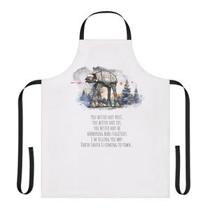 Apron, Star Wars Darth Santa AT-AT Walker Holiday Parody Cooking Kitchen Chef Gift, Christmas Cooking, Kitchen Decor, Holiday Hostess Gift,