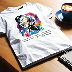 Einstein Unisex Tee - Science Physics T-Shirt,  Imagination Quote, Back to School Gift, Albert Einstein Tribute Shirt