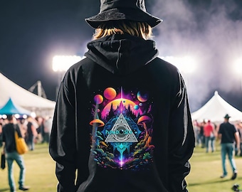 Papadosio Festival Hoodie, Music Festival Apparel, Psychedelic Unisex Hooded Sweatshirt, Neon Magic Mushroom Trippy Hoodie, Original