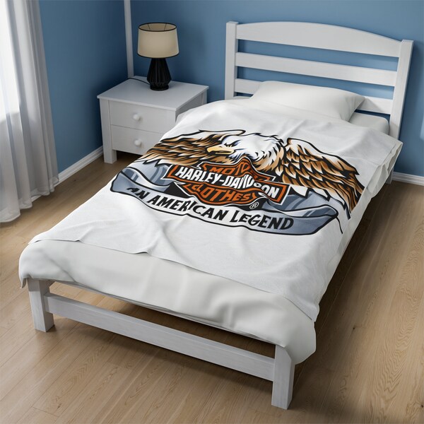Harley Davidson Blanket Etsy