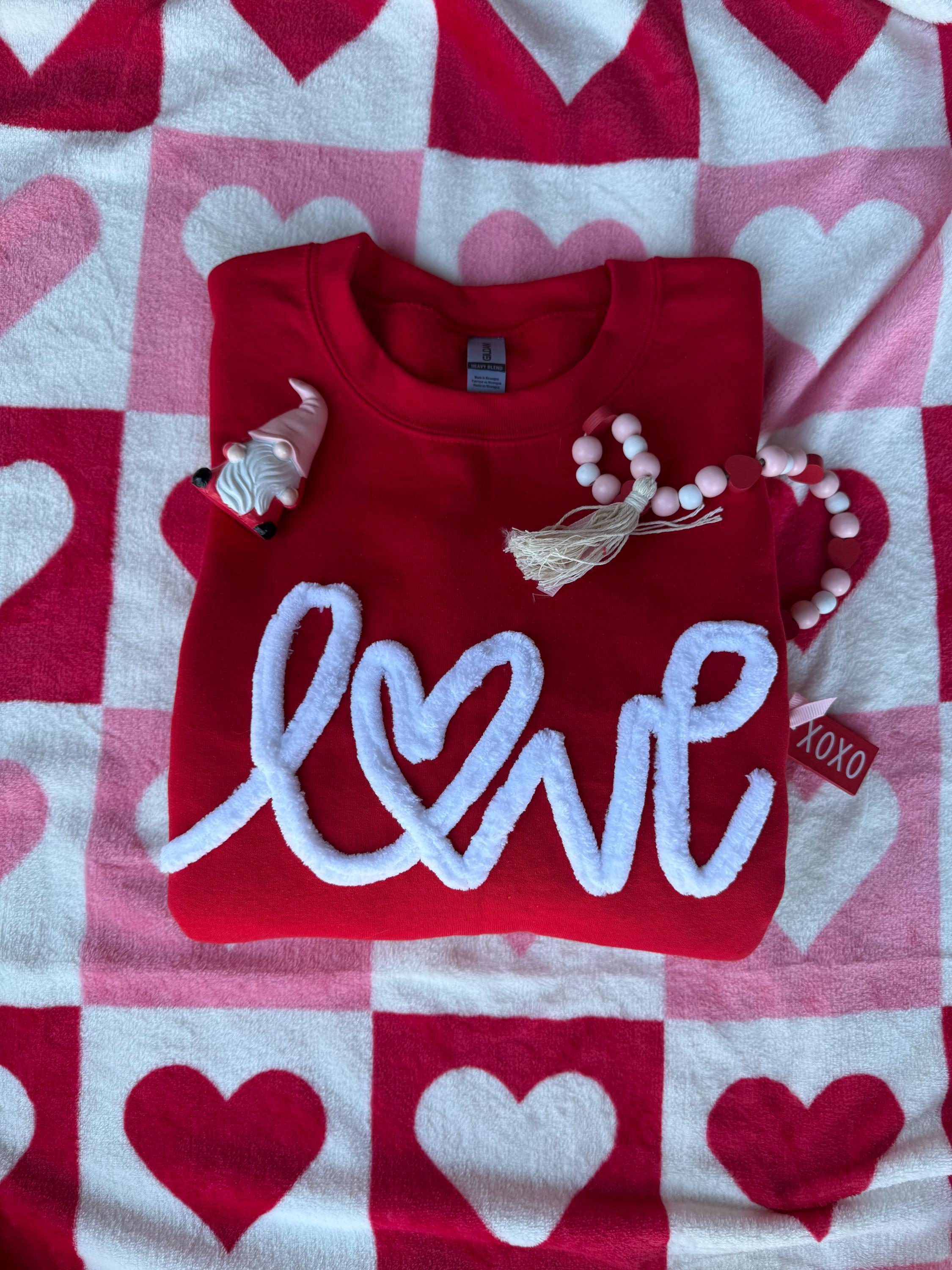 Arrowed Heart Chenille Sweatshirt