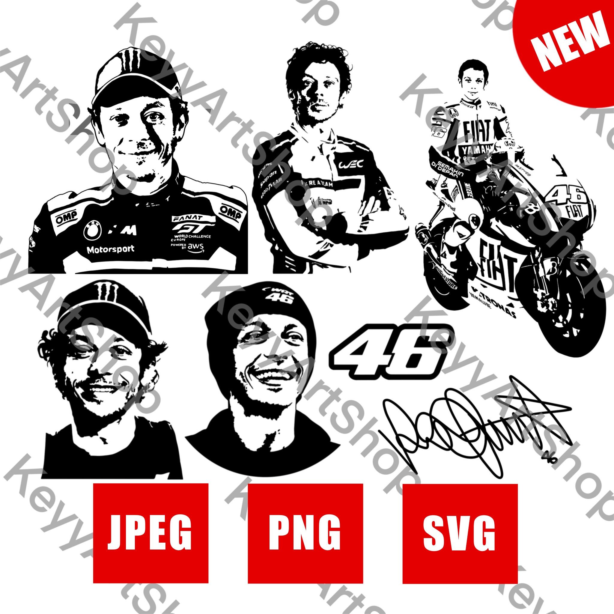 Valentino Rossi SVG, PNG, Valentino Rossi Silhouette