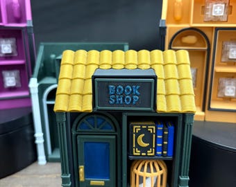 3D Printed Bookshop Clicker: Miniature Bookstore Fidget Toy, Desk Decor