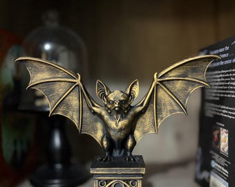 Gothic Bat Bookends, Antique Gold Finish, PLA Printed, Dark Fantasy Decor