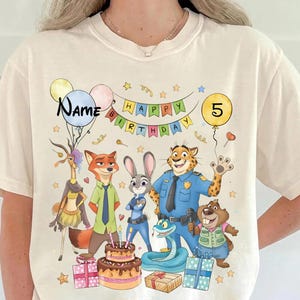Benutzerdefinierte Name Disney Zootopia 2 Film Shirt Judy Hopps Nick Wilde Familie Geburtstag Tee Bild 1