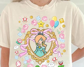 Super Mario Rosalina Shirt Blumenherz SuperMario Prinzessin Tshirt Space Princess Girl Tee