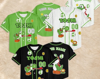 Camiseta de béisbol personalizada de Yoshi, camiseta familiar personalizada de Super Mario