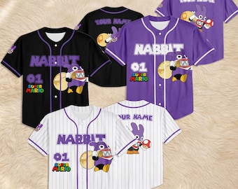 Camisa de beisebol personalizada do Nabbit, camiseta personalizada da família Super Mario