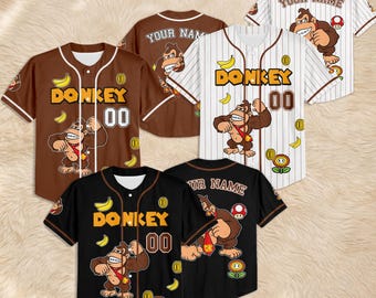 Camiseta de béisbol personalizada de Donkey Kong, camiseta personalizada de Super Mario, ropa de juego familiar a juego