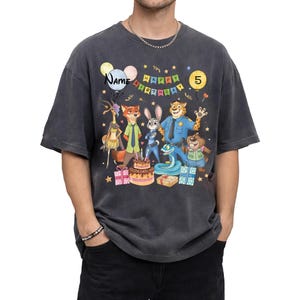 Benutzerdefinierte Name Disney Zootopia 2 Film Shirt Judy Hopps Nick Wilde Familie Geburtstag Tee Bild 3