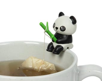 Tea Mates - Cute Fishing Panda - Tea Bag Holder - Tea Accessory for Cup - Unique Gift for Tea Lover - Gift for Him for Her - Tea Bag Infuser