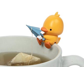 Tea Mates - Cute Fishing Duck - Tea Bag Holder - Tea Accessory for Cup - Unique Gift for Tea Lovers - Gift for Him for Her - Tea Bag Infuser