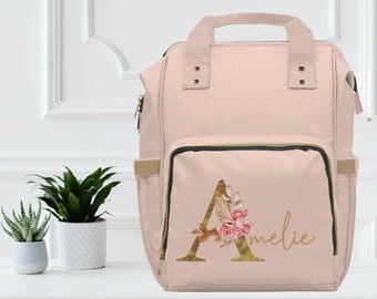 Personalized Chic Diaper Bag Backpack, Custom Stylish Large Capacity Tote for Moms, Trendy Baby Changing Bag with Insulated Pockets.
