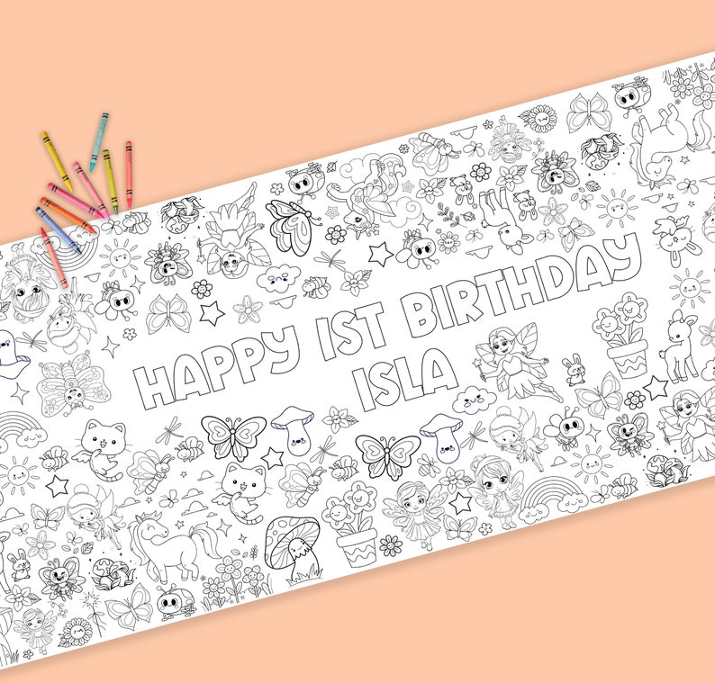 Fairy Colouring in Table Runner Waterproof Vinyl 2 Sizes Available - Etsy Australia