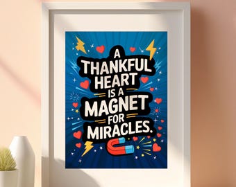 Stampa magnetica con cuore riconoscente: arte murale moderna scandinava
