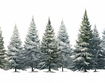 Cornice per scena di albero di Natale, arte televisiva, pini invernali (download digitale)