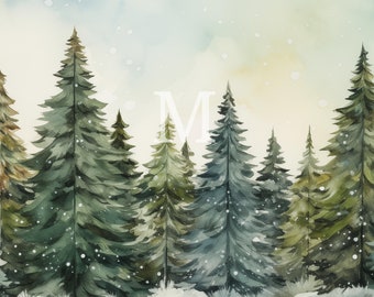 Paesaggio invernale con alberi di Natale, Samsung Frame TV Art (download digitale)