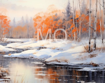 Winter Forest TV Art: Paesaggio astratto moderno (download digitale)