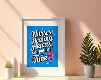Stampa artistica "Infermiere che guariscono i cuori": decorazione murale scandinava