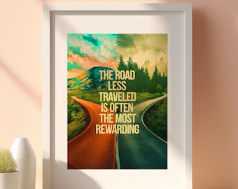 Stampa artistica "Strada meno battuta": decorazione ispiratrice per gli amanti delle auto