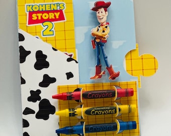 Sobre de actividades para fiestas personalizado inspirado en el juguete Woody / Páginas para colorear / Crayones / Pegatinas / Vaquero / Guardabosques espacial / Recuerdo de fiesta / Historia