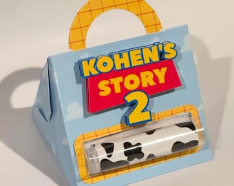 Personalisierte Spielzeug Thema Lippenbalsam Favor Box | Benutzerdefinierte Party Geschenk | Geschichte | Gastgeschenk Box | Woody Party Dekoration |  Geschenktasche