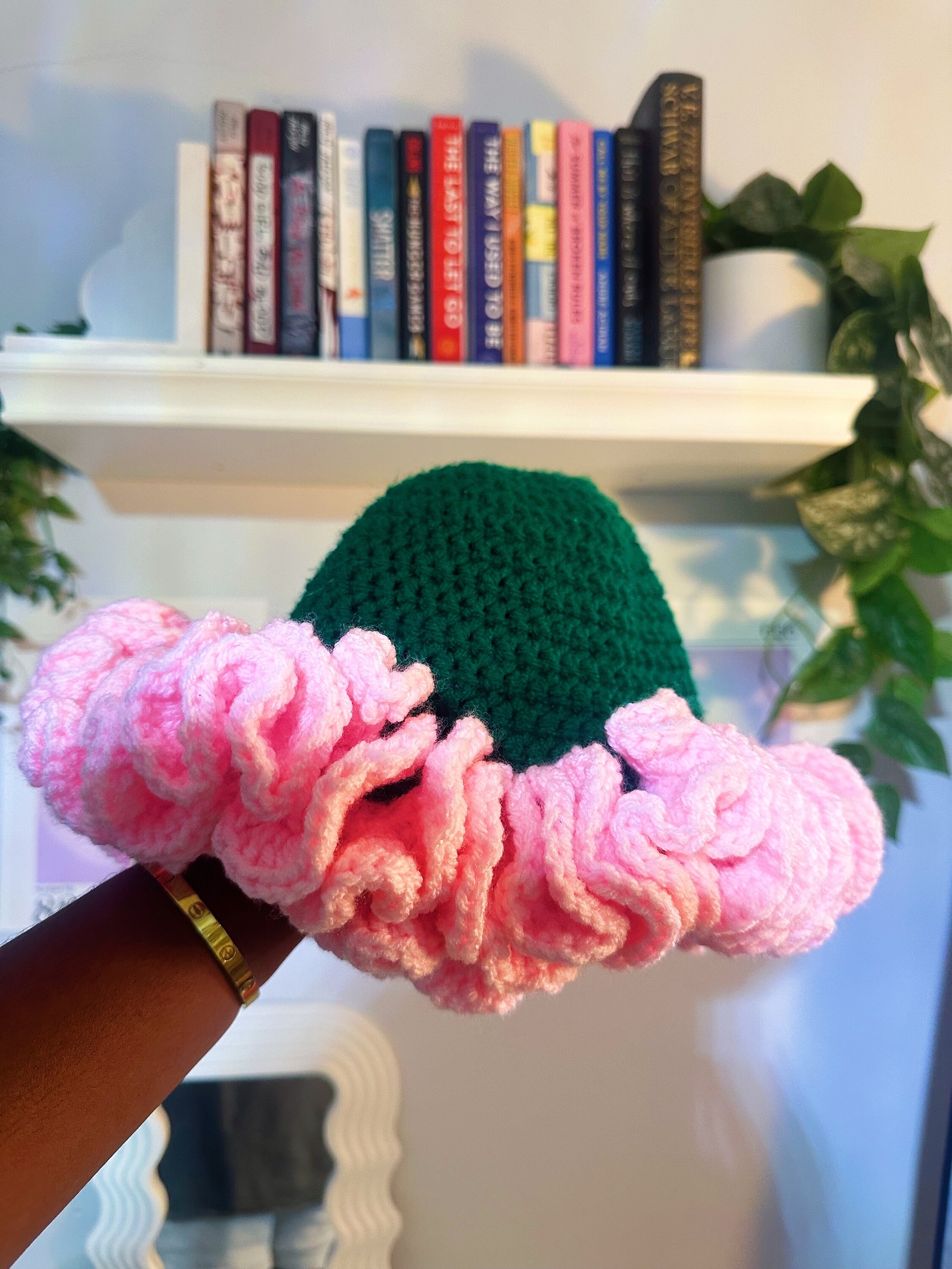 Handmade Crochet Ruffle Bucket Hat | Alpha Kappa Alpha Sorority - Etsy