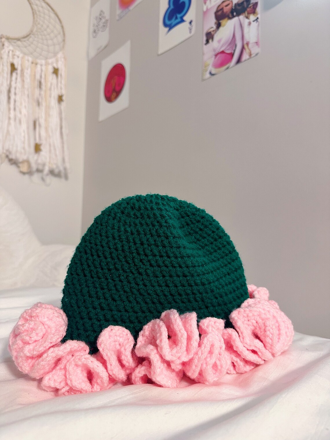 Handmade Crochet Ruffle Bucket Hat | Alpha Kappa Alpha Sorority - Etsy