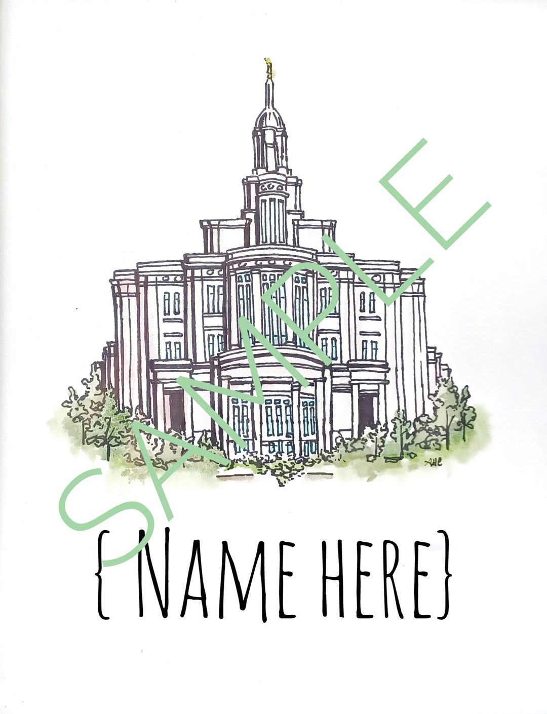 Custom LDS Temple Wedding Drawing - Etsy