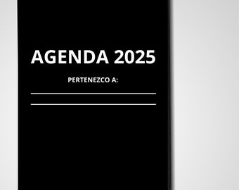 2025 annual agenda, weekly monthly agenda, 2025 agenda, black annual agenda, black agenda, agenda for printing, canva agendas