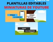 paquete de  plantillas para miniaturas de youtube  editables en cava