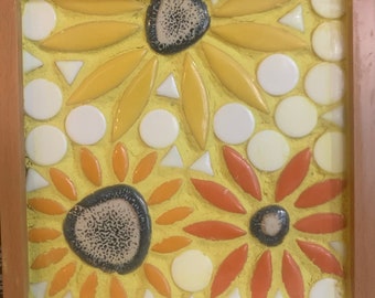 Yellow mosaic handmade in acrylic box frame kdart2020