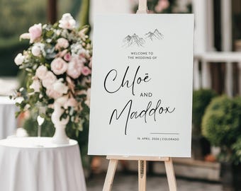 Mountain Wedding Welcome Sign Template, Editable Printable (Digital Download)
