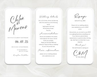 Minimalist Digital Wedding Invitation, Smartphone Evite (Canva Template)