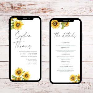 Digital Sunflower Wedding Invitation Template (Canva) image 5