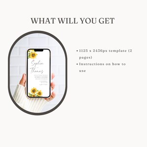 Digital Sunflower Wedding Invitation Template (Canva) image 4