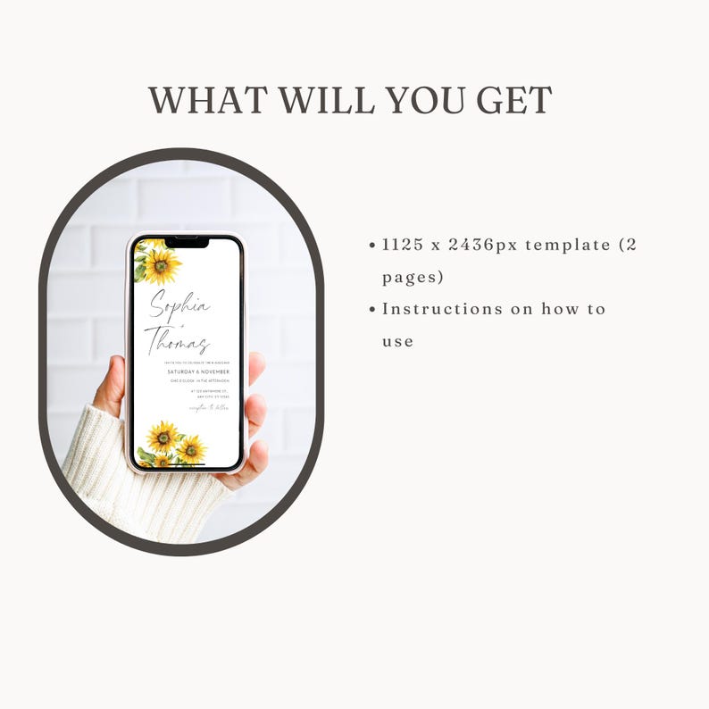 Digital Sunflower Wedding Invitation Template (Canva) image 4