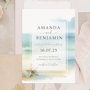 Beach Wedding Invitation Template Beach Invitation Editable Wedding Invitation Beach Wedding invite Editable Invitation