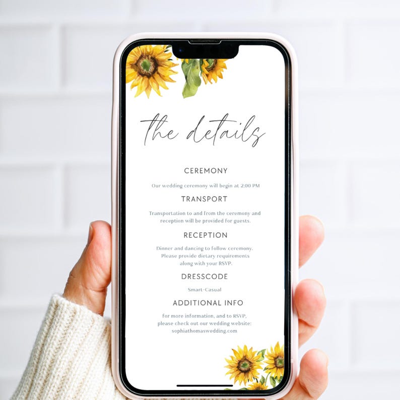 Digital Sunflower Wedding Invitation Template (Canva) image 3