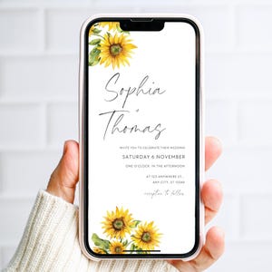 Digital Sunflower Wedding Invitation Template (Canva) image 1