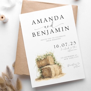Country Wedding Invite Rustic Country Wedding Invitation Rustic Farm Wedding Invite Editable Invitation Watercolor Barn Wedding