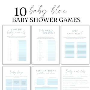 Baby Blue Baby Shower Games Bundle Editable Baby Shower Game Bundle 10 Printable Blue Baby Shower Activities Printable Editable Template