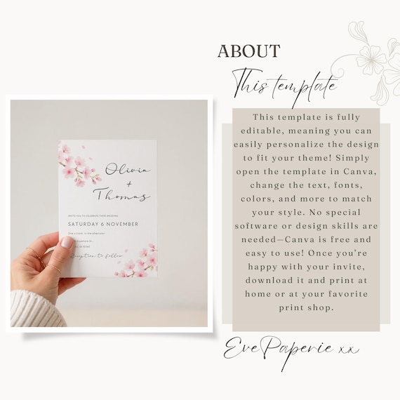 Pink Blossom Invite Pink Blossom Wedding Invite Cherry Blossom