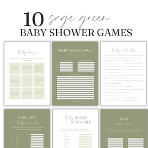 Sage Green Baby Shower Games Bundle Editable Baby Shower Game Bundle 10 Printable Neutral Baby Shower Activities Printable Editable Template